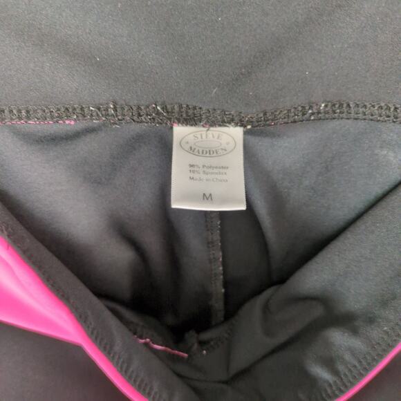 Steve Madden Women's M Black & Neon Pink Short Knee-Length Leggings, Athletic - Picture 4 of 6